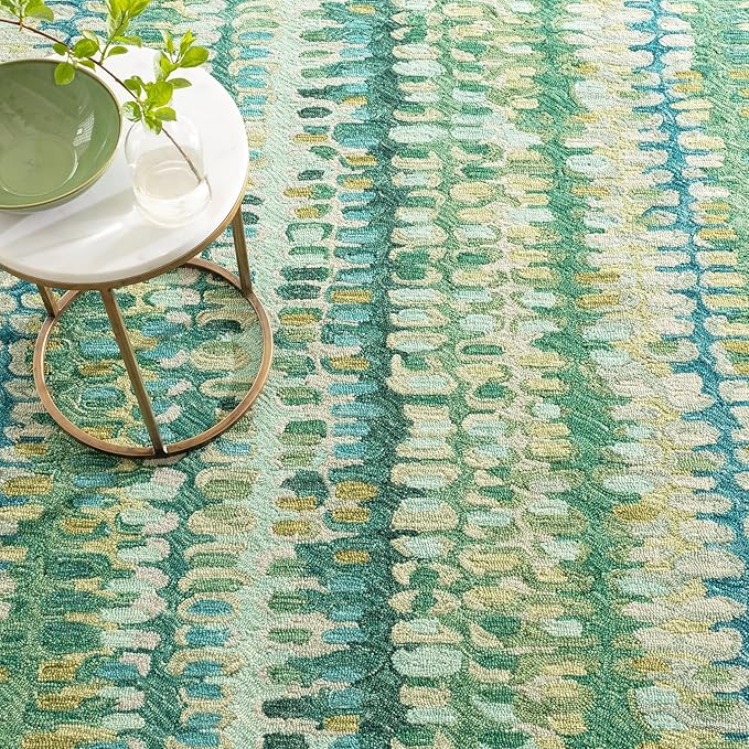 Dash and Albert Paint Chip Wool Area Rug - 6' x 9' Moss Graphic Hand Micro Hooked Accent Rug - Durable, High Traffic Areas Hallway, Living Room, Stairs