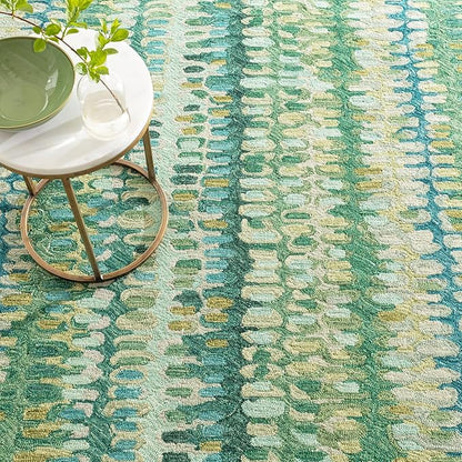 Dash and Albert Paint Chip Wool Area Rug - 6' x 9' Moss Graphic Hand Micro Hooked Accent Rug - Durable, High Traffic Areas Hallway, Living Room, Stairs