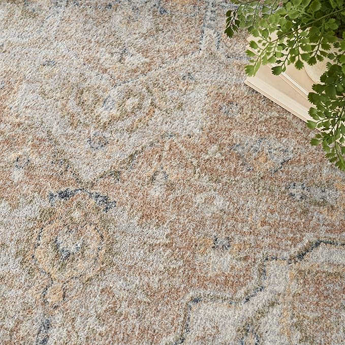 Nourison Home Astra Machine Washable Beige 6'7" x 9' Area Rug - Easy Clean, Non Shedding, Bed Room, Living Room, Dining Room, Kitchen (7' x 9')