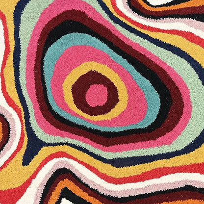 Irregular Shaped Handmade Wool Rug | Modern Colourful Stripe Premium Area Rug Perfect for Home Decor (Multi, 10x10 ft)