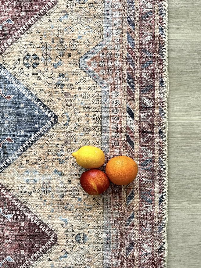 Fame Living Washable Area Rug. Modern Farmhouse. Vintage. Turkish. Bohemian. Distressed. Oriental. Traditional. Rugs for Living Room. Dining. Bedroom. Office. Entryway. Foyer. (863TT, 5'9 x 8'9)