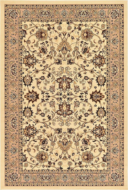 Unique Loom Sialk Hill Collection Area Rug - Washington (6' 1" x 9' Rectangle Ivory/Black)