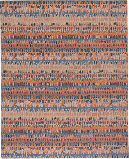 Dash & Albert Paint Chip Stone Hand Micro Hooked Wool Rug, 7.5 X 9.5 Feet, Multicolored/Pink Geometric Pattern