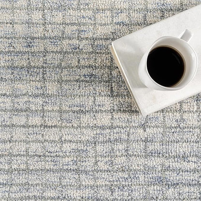 Rugs USA Melrose Light Blue/Ivory, 7'6" x 9'6", Handmade, Wool & Cotton, Soft and Cozy, High Traffic, Stain Resistant, Easy Clean, Durable Area Rug for Bedroom, Living Room, Dining Space, Entryway