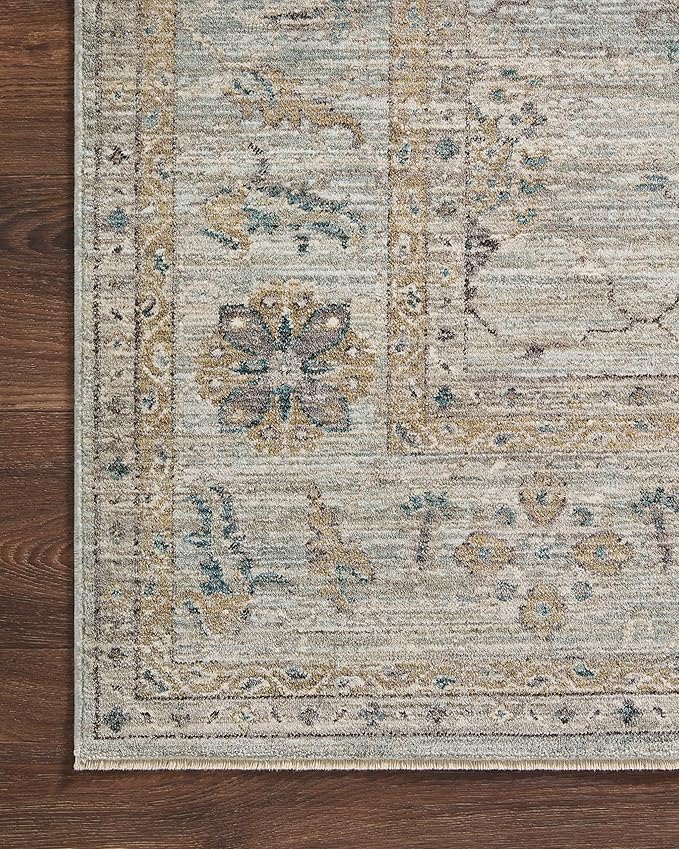 Loloi Magnolia Home by Joanna Gaines Millie Collection MIE-02 Sky/Gold 2'-7" x 8'-0", .25" Pile Height, Runner Rug
