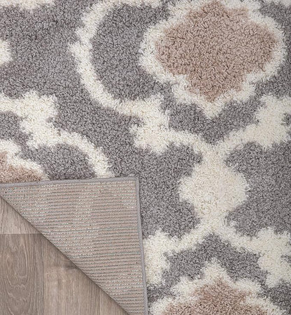 Rugshop Cozy Moroccan Trellis Indoor Shag Area Rug 6'6"X 9' Gray/Cream