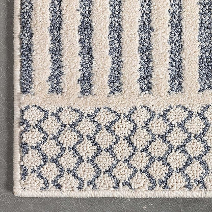 Well Woven Harlow Collection Briar Light Blue - Modern Tribal Minimalist Geometric 8x10 Area Rug - Ideal for Living Room, Dining Room & Bedroom - Durable, Stain Resistant & Easy to Clean