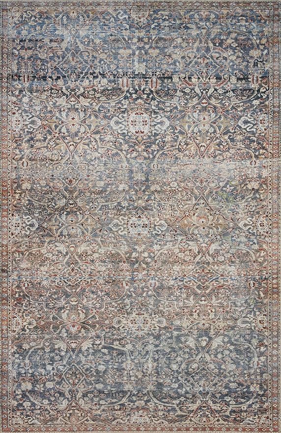 Loloi Chris Loves Julia Jules Collection JUL-06 Denim/Spice 2'-6'' x 7'-6'', .13" Pile Height, Runner Rug