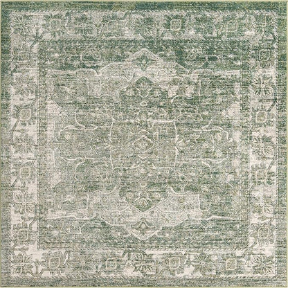 Unique Loom Isabella Collection Area Rug - Adjani (7' 10" Square, Green/ Ivory)