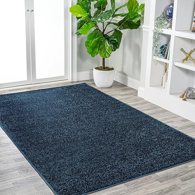 JONATHAN Y Haze Solid Low-Pile Navy Indoor Area Rug 12x15, Coastal,Bohemian,Minimalist,Classic, Easy-Cleaning for Living Room,Bedroom,Kitchen,Pet Friendly,Non-Shedding (SEU100C-15)