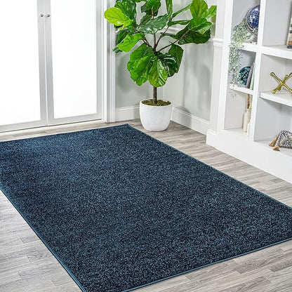 JONATHAN Y Haze Solid Low-Pile Navy Indoor Area Rug 9x12, Coastal,Bohemian,Minimalist,Classic, Easy-Cleaning for Living Room,Bedroom,Kitchen,Pet Friendly,Non-Shedding (SEU100C-9)
