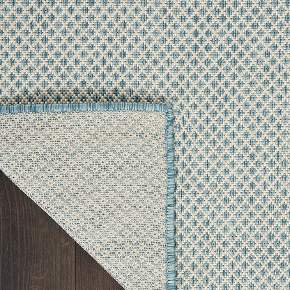 Nourison Home Courtyard Ivory Aqua 9' x 12' Area Rug - Easy Clean, Non Shedding, Bed Room, Living Room, Dining Room, Kitchen (9' x 12')
