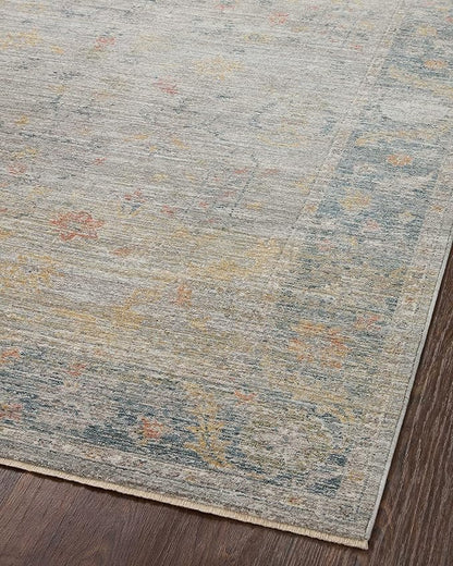 Loloi Magnolia Home by Joanna Gaines Millie Collection MIE-04 Slate/Multi 2'-3" x 3'-10", .25" Pile Height, Accent Rug