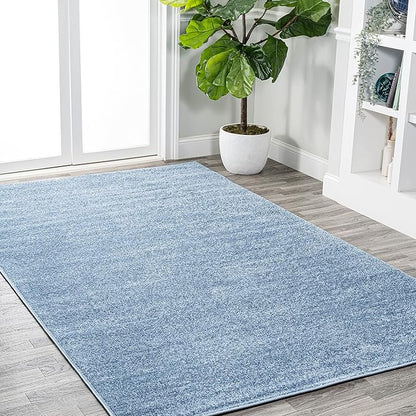 JONATHAN Y Haze Solid Low-Pile Classic Blue Indoor Area Rug 5x8, Coastal,Bohemian,Minimalist,Classic, Easy-Cleaning for Living Room,Bedroom,Kitchen,Pet Friendly,Non-Shedding (SEU100F-5)