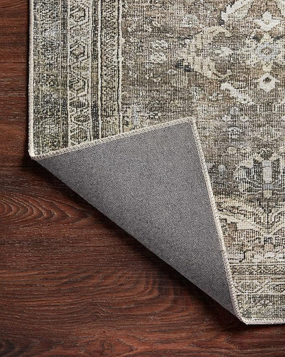 Loloi Layla Collection LAY-13 Antique/Moss 2'-3" x 3'-9" .13" Thick Accent Rug, Soft, Durable, Vintage Inspired, Distressed, Low Pile, Non-Shedding, Easy Clean, Printed, Living Room Rug