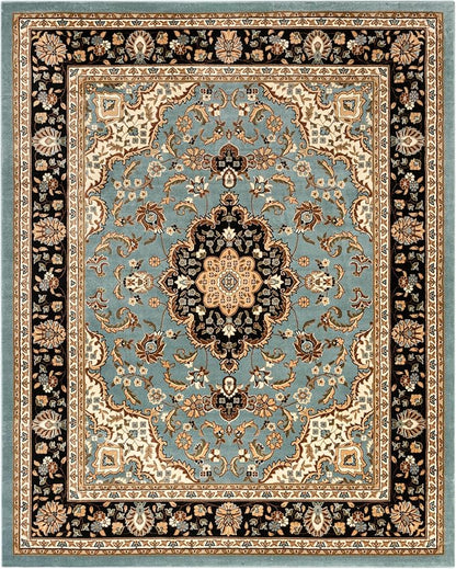 Well Woven Barclay Collection Medallion Kashan Light Blue 5x7 Area Rug - for Living Room, Bedroom, and Dining Room