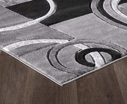 GLORY RUGS Area Rug 2x3 Door Mat Grey Geometric Soft Floor Carpet with Premium Fluffy Texture for Indoor Living Dining Room and Bedroom Area