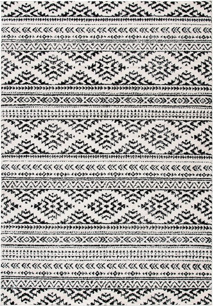 SAFAVIEH Tulum Collection Area Rug - 5'3" x 7'6", Ivory & Black, Moroccan Boho Tribal Design, Non-Shedding & Easy to Clean, Ideal for Living Room, Bedroom, Dining Space (TUL272B)