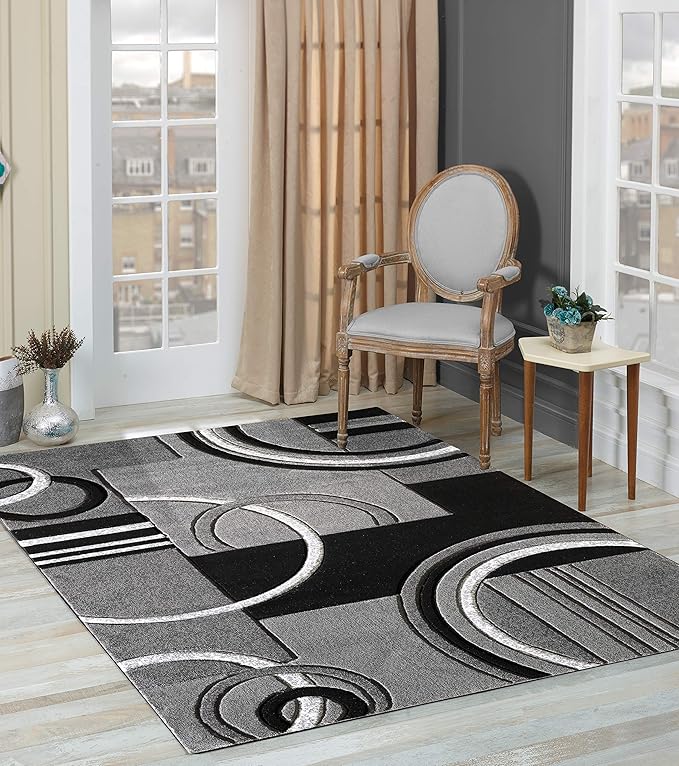 GLORY RUGS Area Rug Modern 8x10 Grey Soft Hand Carved Contemporary Floor Carpet Gray with Premium Fluffy Texture for Indoor Living Dining Room and Bedroom Area