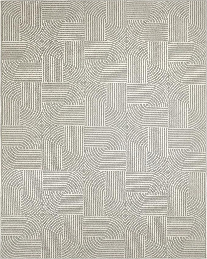 Nourison Home Textured Home Grey Ivory 7'10" x 9'10" Area Rug - Easy Clean, Non Shedding, Bed Room, Living Room, Dining Room, Kitchen (8' x 10')