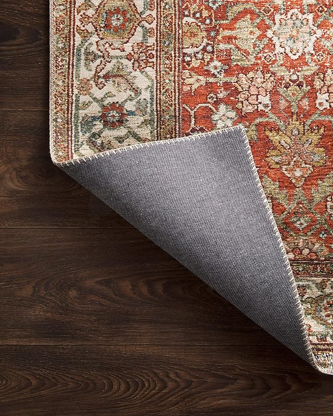 Loloi Layla Collection LAY-05 Ocean/Multi 2'-6" x 9'-6" .13" Thick Runner Rug, Soft, Durable, Vintage Inspired, Distressed, Low Pile, Non-Shedding, Easy Clean, Printed, Living Room Rug