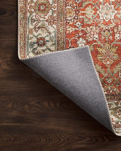 Loloi Layla Collection LAY-05 Ocean/Multi 2'-6" x 7'-6" .13" Thick Runner Rug, Soft, Durable, Vintage Inspired, Distressed, Low Pile, Non-Shedding, Easy Clean, Printed, Living Room Rug