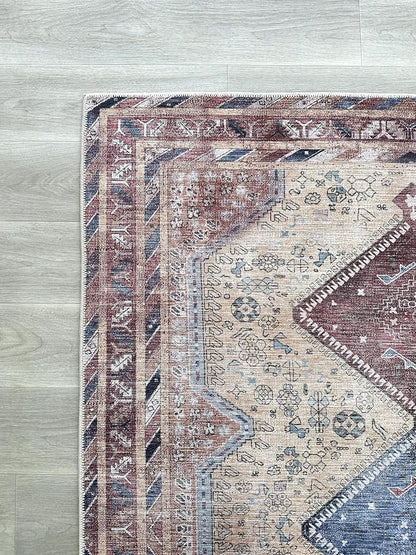 Fame Living Washable Area Rug. Modern Farmhouse. Vintage. Turkish. Bohemian. Distressed. Oriental. Traditional. Rugs for Living Room. Dining. Bedroom. Office. Entryway. Foyer. (863TT, 5'9 x 8'9)