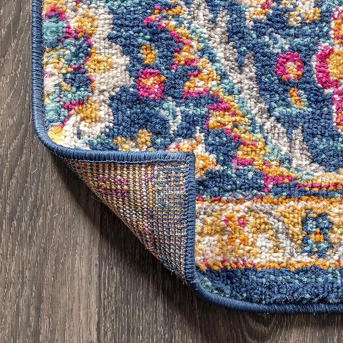 JONATHAN Y Boho Vintage Blue/Multi Indoor Area Rug, 9x12, Bohemian Flair Medallion, Floral Easy-Cleaning High Traffic for Living Room, Bedroom, Kitchen, Pet-Friendly, Non-Shedding (BMF106A-9)