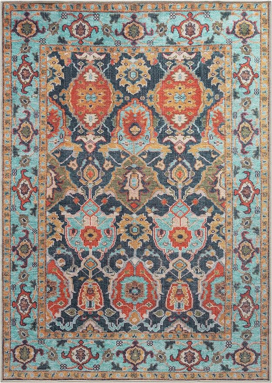 Keen Home Design 9x12 Rug - Machine Washable Area Rug with Non-Slip Backing, Ideal for Living Room, Dining Room, Bedroom - Vintage, Easy Clean, Durable, Low Pile Rug - (9' x 12')
