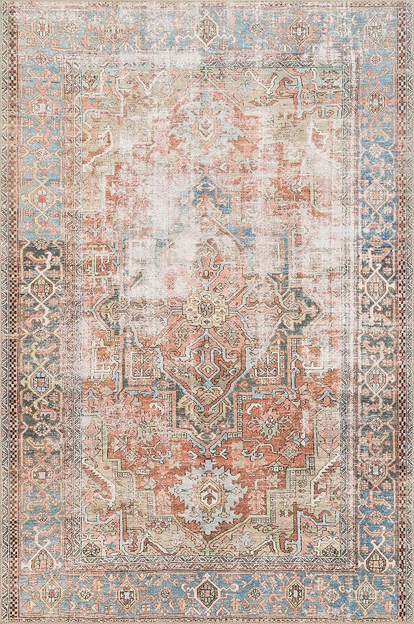 Loloi Loren Collection LQ-15 Terracotta/Sky 7'-6" x 9'-6" Area Rug