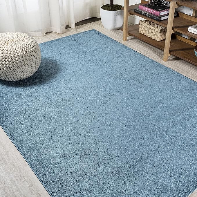 Eyely UES100H-8 Supersoft Haze Solid Low-Pile Indoor Area Rug Casual;Contemporary;Solid;Traditional, Bedroom, Kitchen, Living Room, Easy-Cleaning, Non-Shedding, 8 X 10, Turquoise