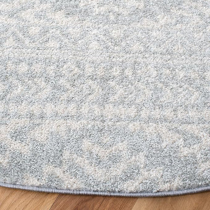 SAFAVIEH Tulum Collection Area Rug - 12' Round, Light Grey & Ivory, Moroccan Boho Tribal Design, Non-Shedding & Easy to Clean, Ideal for Living Room, Bedroom, Dining Space (TUL272F)