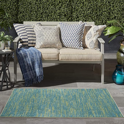 Nourison Home Nourison Essentials Blue Green 3' x 5' Area Rug - Easy Clean, Non Shedding, Bed Room, Living Room, Dining Room, Kitchen (3' x 5')