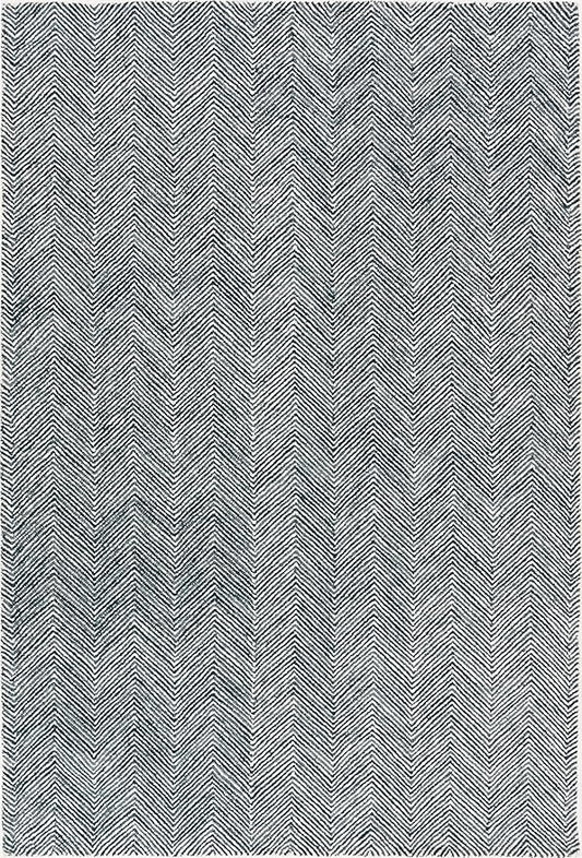 Modern Herringbone Chevron Collection Handcrafted Wool Area Rug - Durable, Zigzag Pattern, for High Traffic, Contemporary Design for Living Room, Bedroom, Dining Room Decor (Denim Blue, 10' x 12')