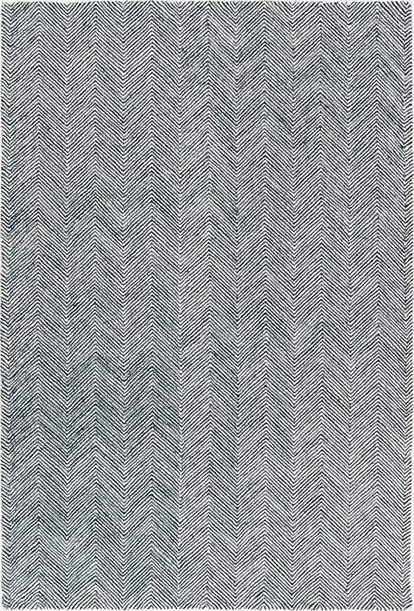 Modern Herringbone Chevron Collection Handcrafted Wool Area Rug - Durable, Zigzag Pattern, for High Traffic, Contemporary Design for Living Room, Bedroom, Dining Room Decor (Denim Blue, 8' x 8' sq)