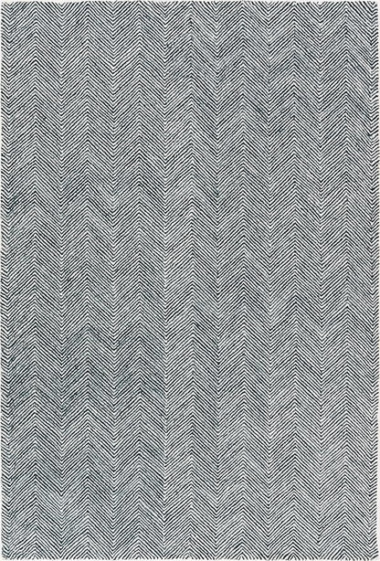 Modern Herringbone Chevron Collection Handcrafted Wool Area Rug - Durable, Zigzag Pattern, for High Traffic, Contemporary Design for Living Room, Bedroom, Dining Room Decor (Denim Blue, 5' round)