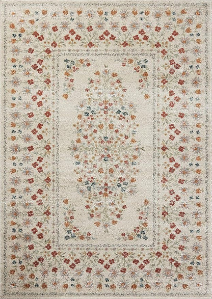 Loloi Rifle Paper Co. Laurel Collection LAU-02 Linen 5'-3" x 7'-8" Area Rug