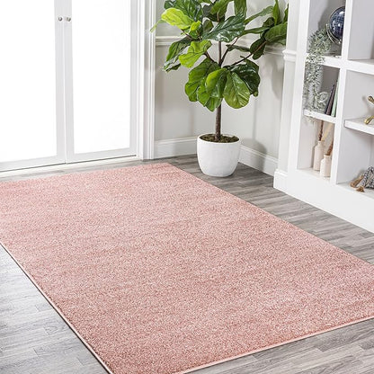 JONATHAN Y Haze Solid Low-Pile Pink Indoor Area Rug 12x15, Coastal,Bohemian,Minimalist,Classic, Easy-Cleaning for Living Room,Bedroom,Kitchen,Pet Friendly,Non-Shedding (SEU100P-15)