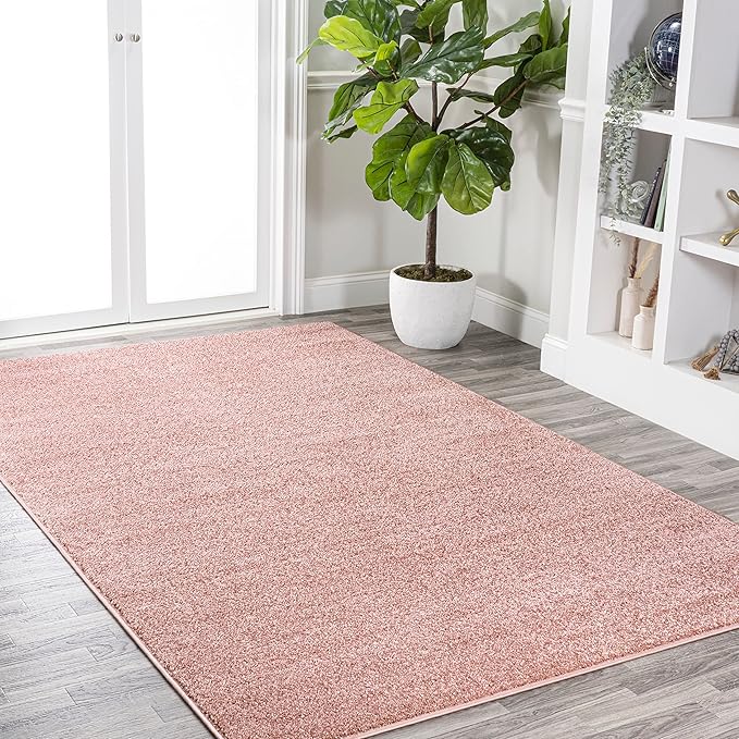 JONATHAN Y Haze Solid Low-Pile Pink Indoor Area Rug 8x10, Coastal,Bohemian,Minimalist,Classic, Easy-Cleaning for Living Room,Bedroom,Kitchen,Pet Friendly,Non-Shedding (SEU100P-8)