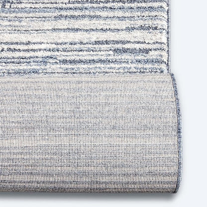Well Woven Custom Size Hallway & Stair Runner- Harlow Delphi Blue 31 Inches Wide x 50 Feet Long Runner (31" x 50') Runner Rug - Modern Stripes Pattern, Ultra-Soft, Easy-Clean