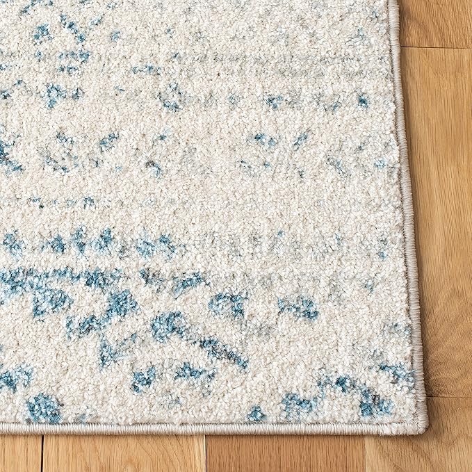 SAFAVIEH Area Rug 8x10 - Tulum Collection - Large - Ivory & Turquoise, Moroccan Boho Tribal Design, Non-Shedding & Easy to Clean, Ideal for Living Room, Bedroom, Dining Space (TUL272E)
