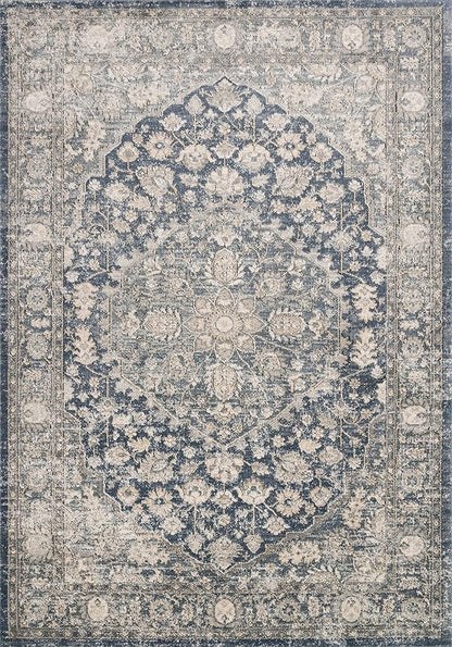 Loloi Teagan Collection TEA-01 Denim/Mist 7'-11" x 10'-6" Area Rug, Large, Soft Neutral Rug, High-Traffic for Living Room, Bedroom, Home Office, Dining Area