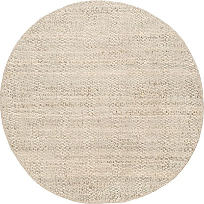 nuLOOM 8 Round Elfriede Jute & Cotton Hand Woven Area Rug, Natural, Solid Rustic Farmhouse Style, Weaved Design, Natural Fiber, For Bedroom, Living Room, Dining Room, Hallway, Office, Entryway
