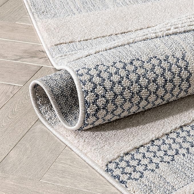 Well Woven Harlow Collection Briar Light Blue - Modern Tribal Minimalist Geometric 5x7 Area Rug - Ideal for Living Room, Dining Room & Bedroom - Durable, Stain Resistant & Easy to Clean
