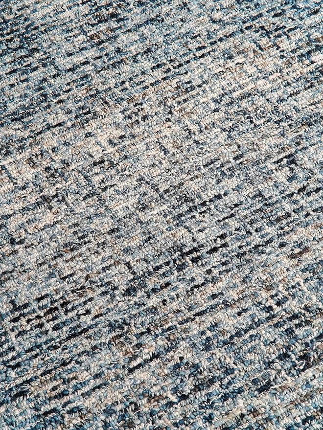 Hand Tufted Wool ECO-Friendly Area Rugs - 8'x10', Rectangle Shape, Dark & Blue, Solid Plain Design, High Pile Thick Handmade Area Rugs for Living Room, Bed Room (KWC111)