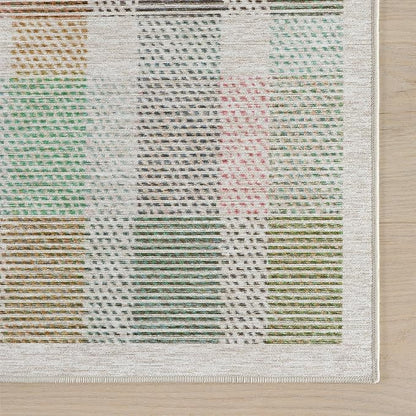 Dash & Albert Chanan Plaid Multi Machine Washable Rug, 9.5 X 13.5 Feet, Multicolored/Ivory Plaid Pattern