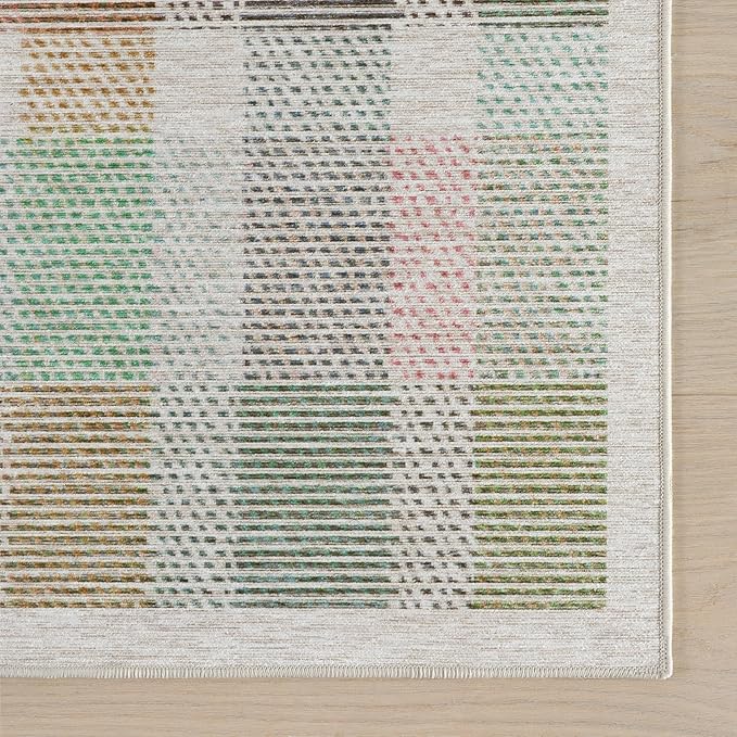 Dash & Albert Chanan Plaid Multi Machine Washable Rug, 5 X 8 Feet, Multicolored/Ivory Plaid Pattern