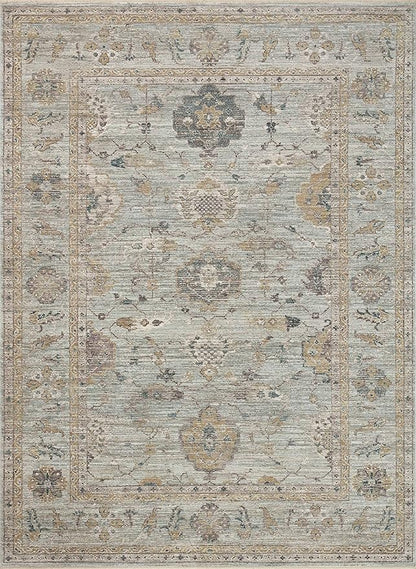 Loloi Magnolia Home by Joanna Gaines Millie Collection MIE-02 Sky/Gold 2'-7" x 8'-0", .25" Pile Height, Runner Rug