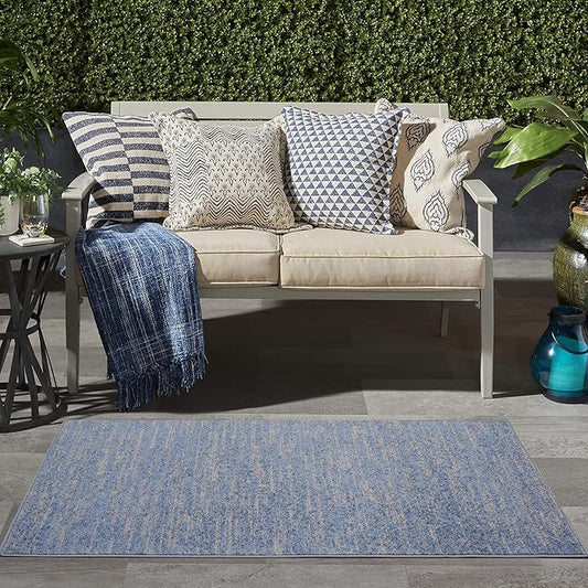 Nourison Home Nourison Essentials Blue Grey 3' x 5' Area Rug - Easy Clean, Non Shedding, Bed Room, Living Room, Dining Room, Kitchen (3' x 5')