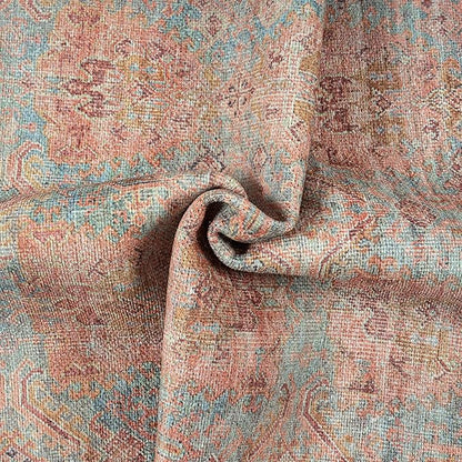 GLN Rugs Traditional Collection - Machine Washable Area Rug, Traditional Washable, Non Slip, Low Pile Chenille Rug, Living Room, Bedroom, Kitchen Rug (9' x 12' Terra/Multicolor 1153)